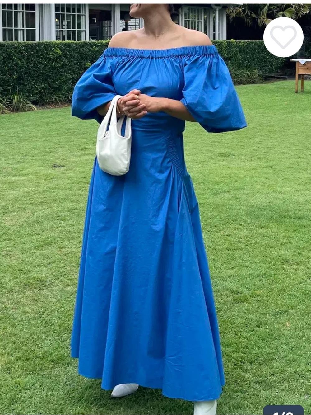 Scanlan Theodore Cobalt Off-Shoulder Puff Sleeve Maxi Dress